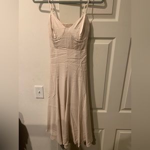 Express Satin V-Neck Back Cutout Midi Slip Dress